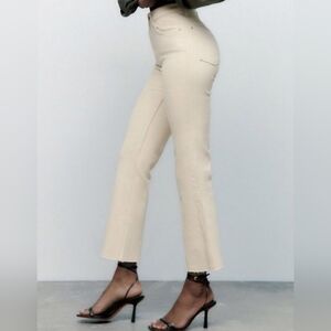 Zara Crop Flare Raw Hem Jeans